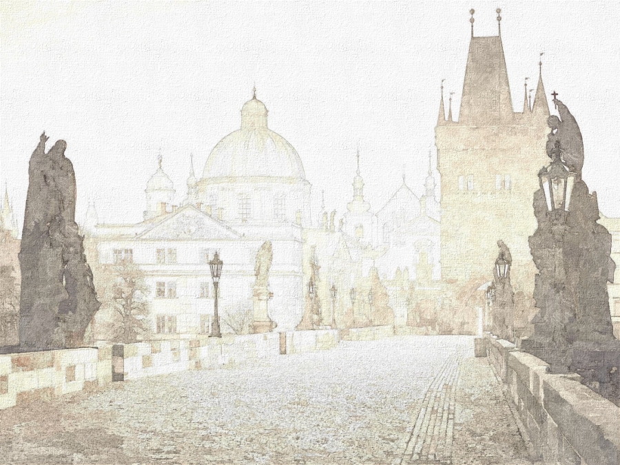 Картина на холсте Прага в акварели, арт hd1524401